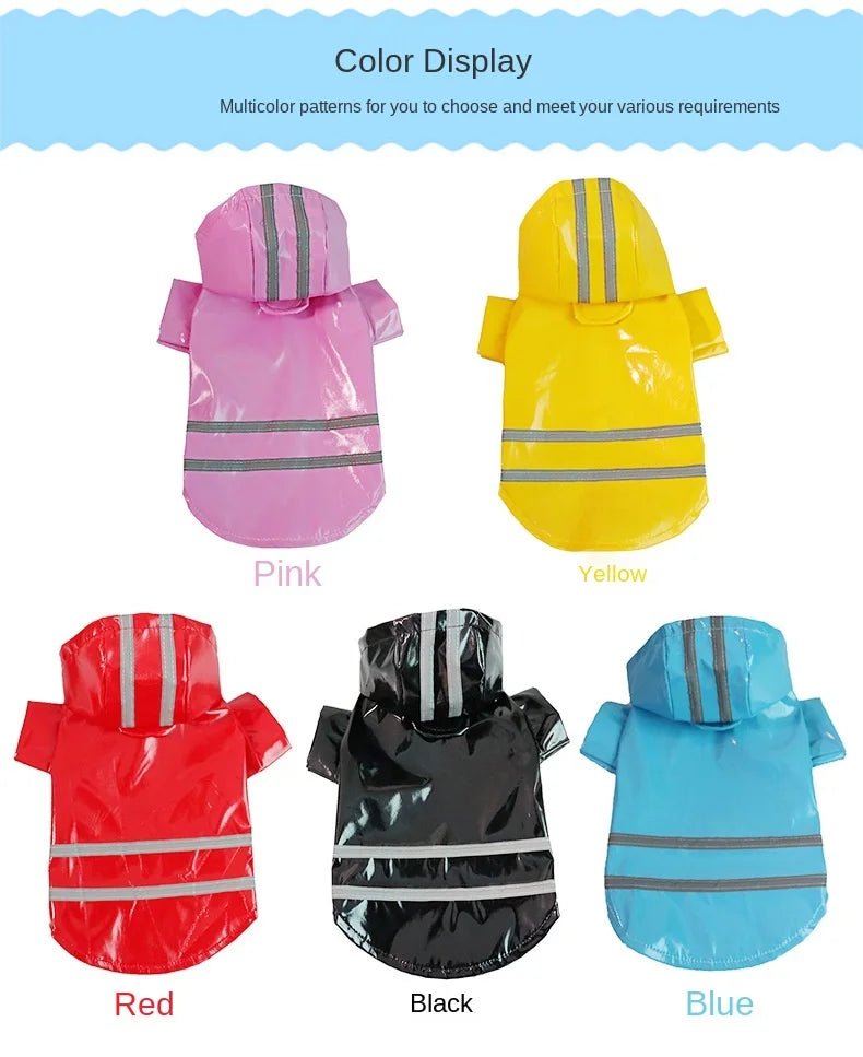 Dog Clothes, Waterproof Jackets, Hooded Raincoats with Reflective Strip, Outdoor Breathable Clothes for Puppies - Happy Tails