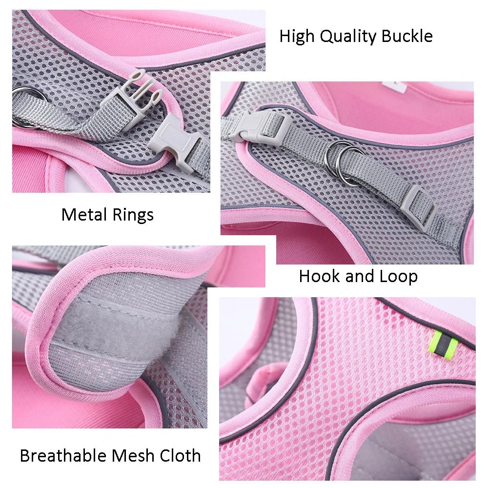 Cat Dog Harness Vest Chest Rope Set Reflective Breathable Adjustable Pet Harness for Small Medium Dogs Outdoor Walking - Happy Tails