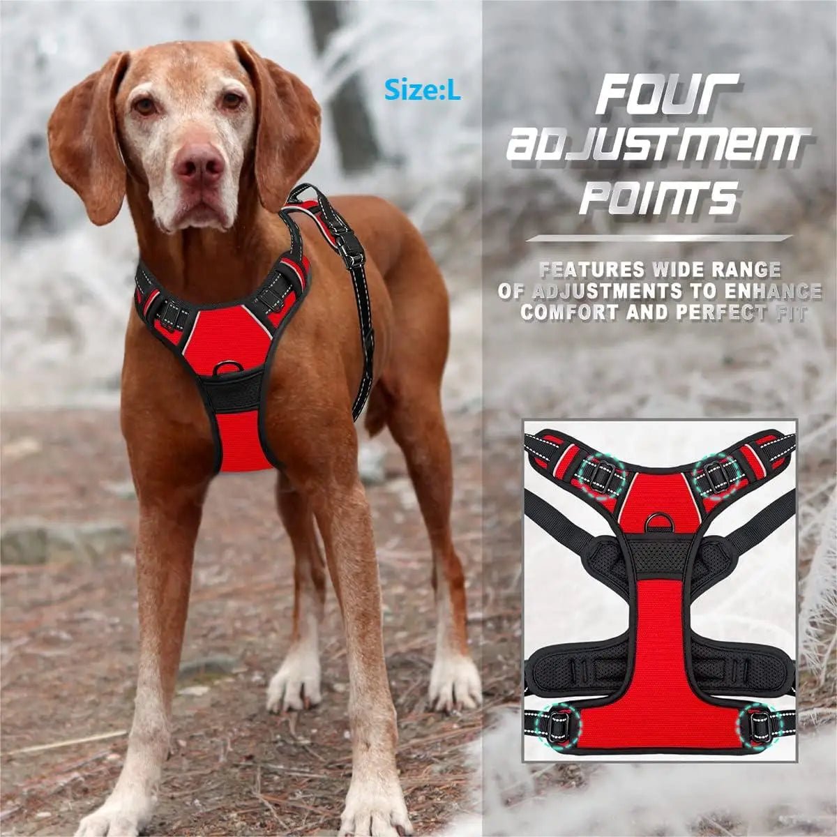 No Pull Dog Harness Front Clip Heavy Duty Reflective Easy Control Handle for Large Dog WalkingHappy TailsHappy Tails