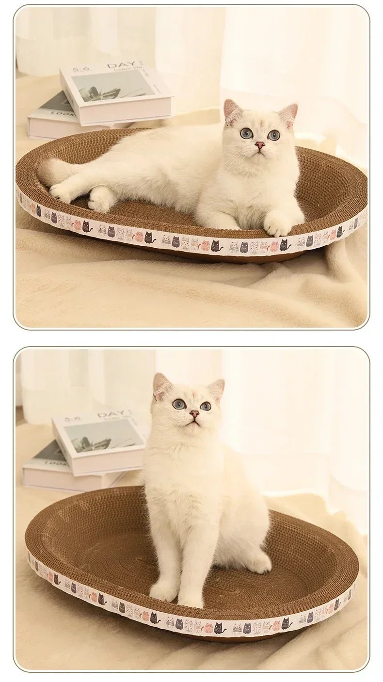 Corrugated Cat Scratcher Cat Scrapers Round Oval Grinding Claw Toys for Cats Wear-Resistant Cat Bed Nest Cat Accessories - Happy Tails