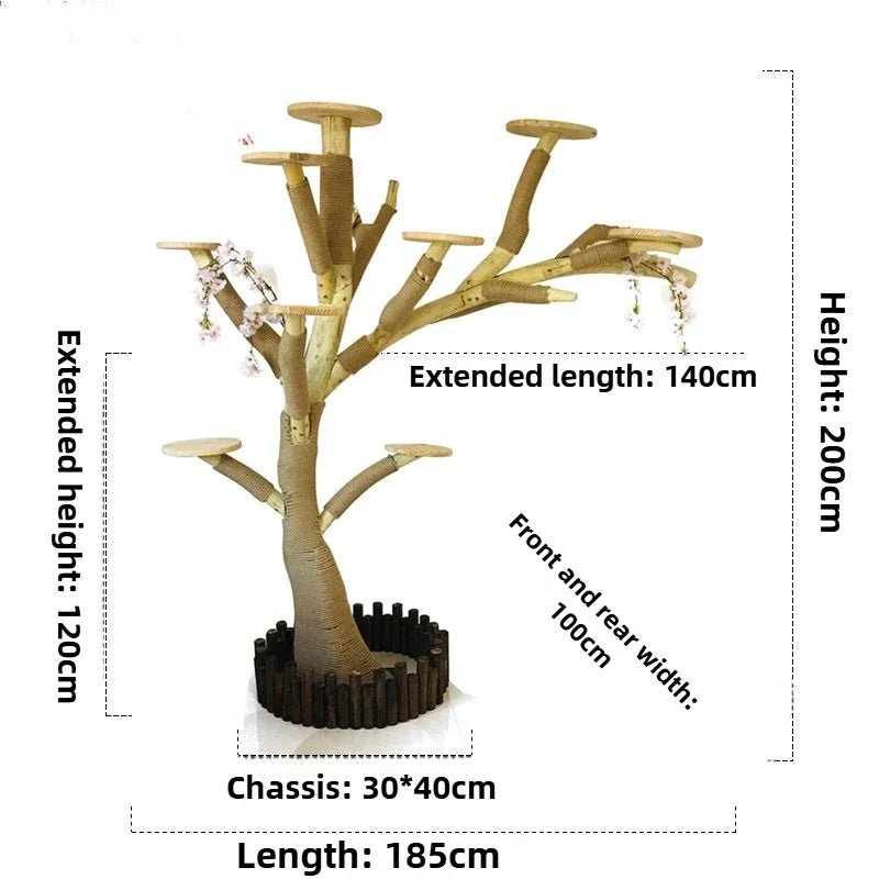 Solid Wood Large Cat Climbing Frame Artificial Tree Integrated Multi-functional Pet Frame Pet House Luxury Full Set of Cat Toys - Happy Tails