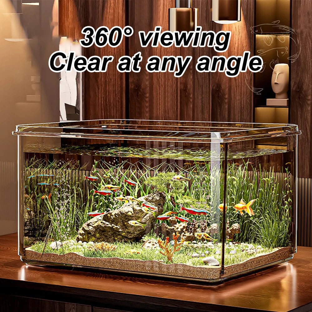 1 PC Transparent Aquarium Creative Desktop Fish Tank for Office Home Decor Rectangular(Bare Tank, No Scenery or Stones Included)Happy TailsHappy Tails
