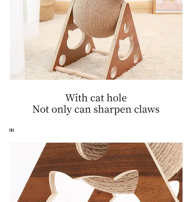 Cat Scratching Ball Wood Stand Pet Furniture Sisal Rope Ball Toys Kitten Climbing Scratcher Grinding Paws Scraper AccessoriesHappy TailsHappy Tails