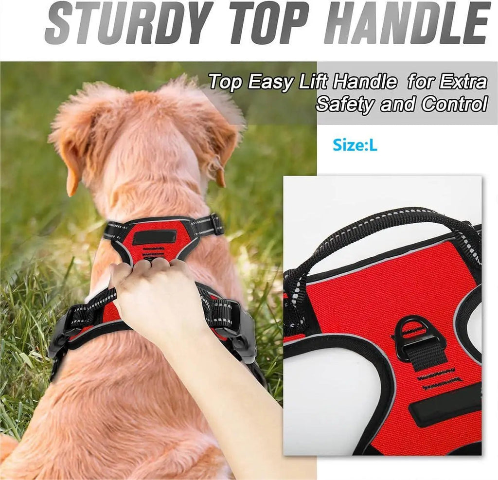 No Pull Dog Harness Front Clip Heavy Duty Reflective Easy Control Handle for Large Dog Walking - Happy Tails