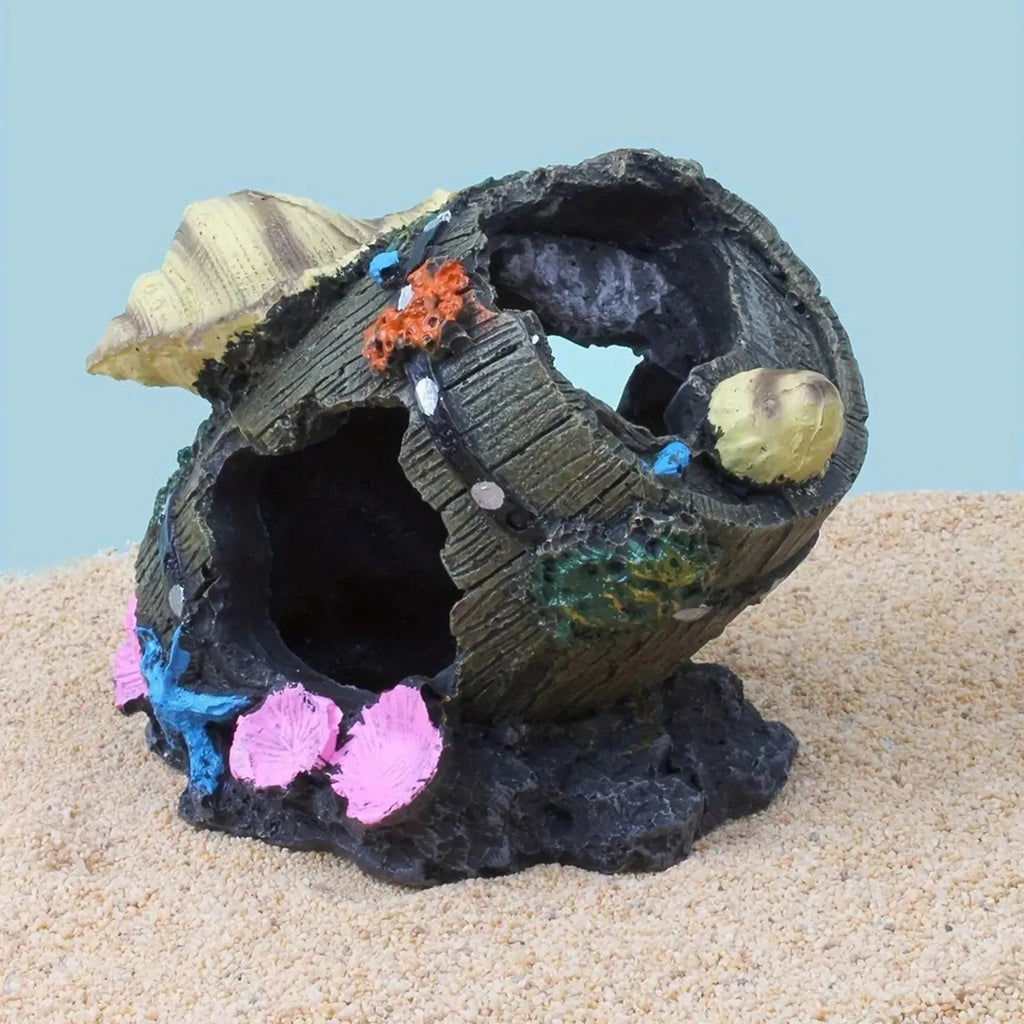 Aquarium Artificial Barrel Cave Resin Ornaments Decorations Landscaping Accessories For Fish Tank Aquarium Decoration Supplies - Happy Tails