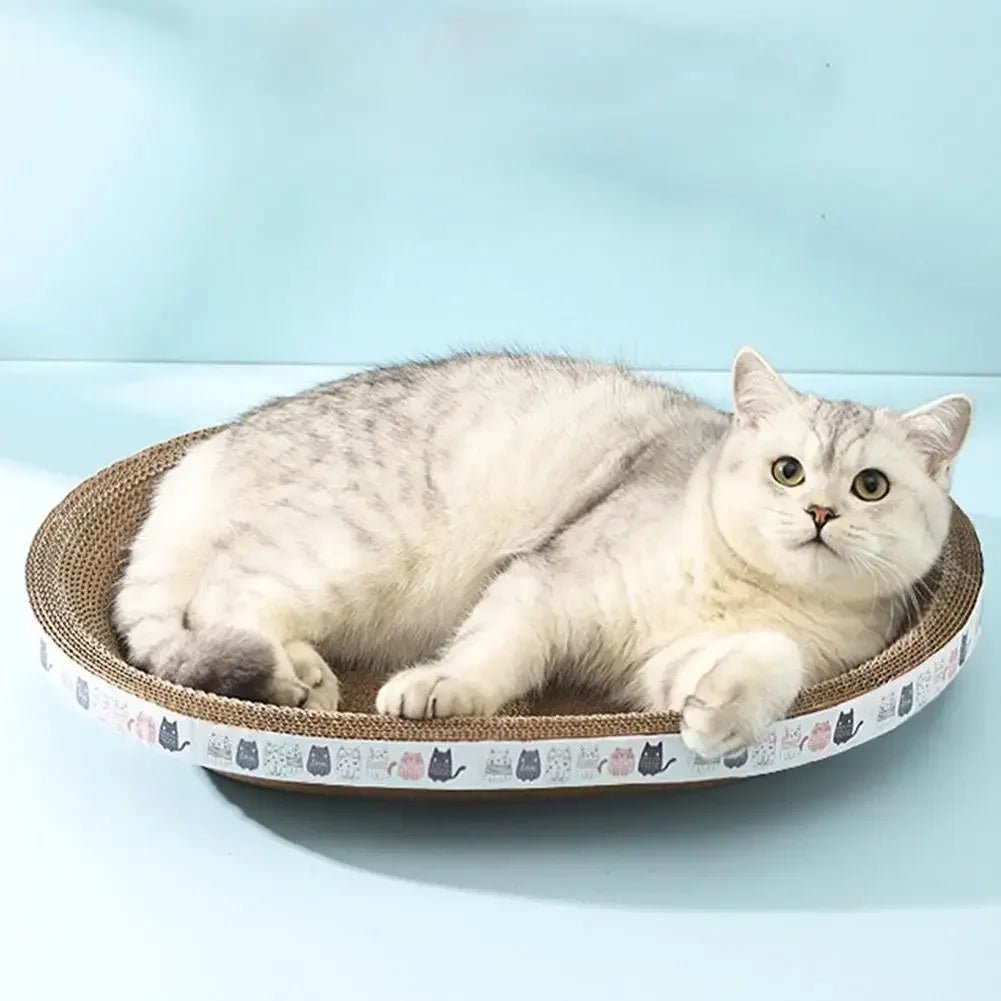 Corrugated Cat Scratcher Cat Scrapers Round Oval Grinding Claw Toys for Cats Wear-Resistant Cat Bed Nest Cat Accessories - Happy Tails