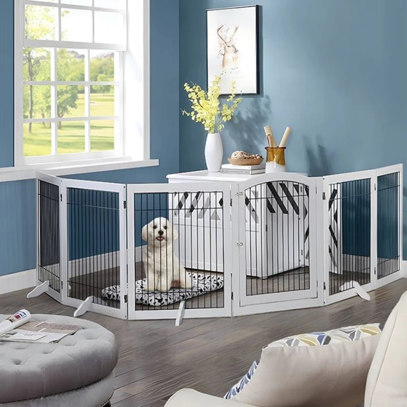 Wooden Pet Fence Dog Fence Freely Combinable Pet Isolation Door Indoor Foldable Dog Cage for Small and Medium Dogs Pet SuppliesHappy TailsHappy Tails