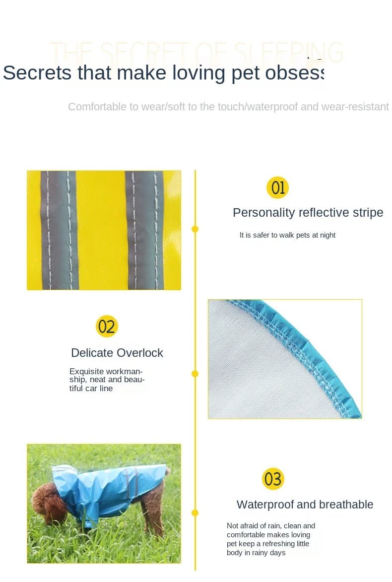 Dog Clothes, Waterproof Jackets, Hooded Raincoats with Reflective Strip, Outdoor Breathable Clothes for Puppies - Happy Tails