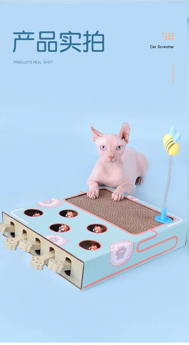 Cat Toy Whack - a - Mole Cat Scratching Board Toy Grinding Claw Rest Play Funny Cat Interactive Multifunctional Cat SuppliesHappy TailsHappy Tails