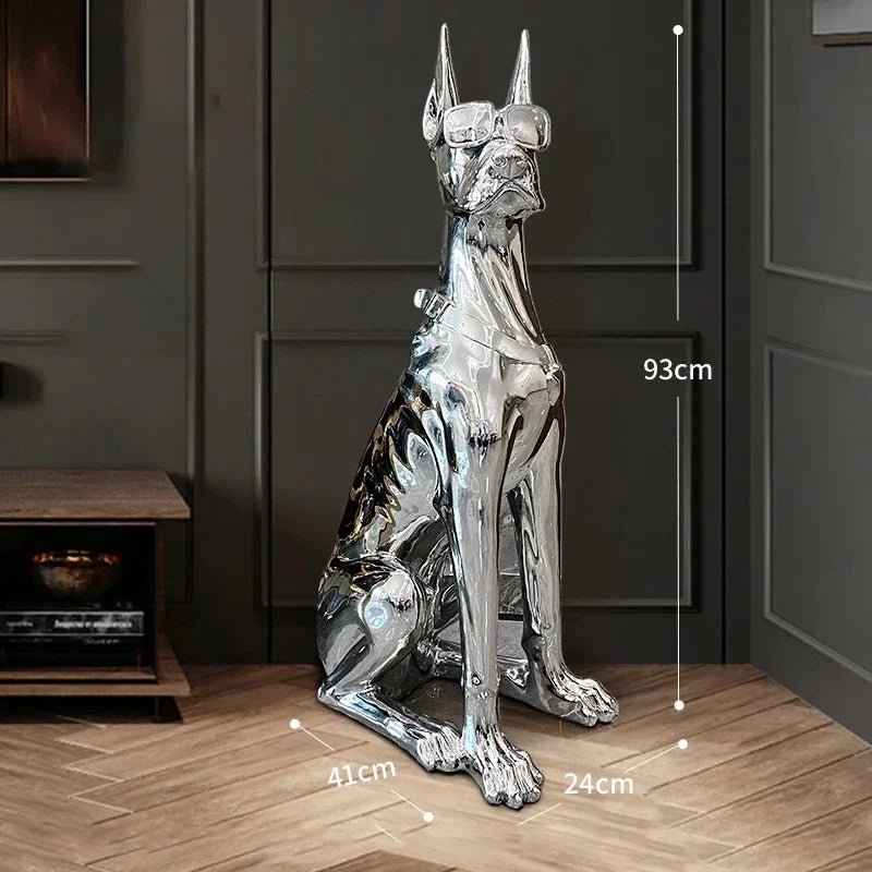 Dog Sculptures Statue Large Luxury Creative Figurines Modern Nordic Figurine Living Room Sculpture Sofa Beside Home DecorationHappy TailsHappy Tails