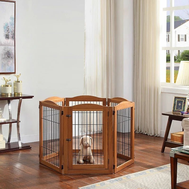 Wooden Pet Fence Dog Fence Freely Combinable Pet Isolation Door Indoor Foldable Dog Cage for Small and Medium Dogs Pet SuppliesHappy TailsHappy Tails