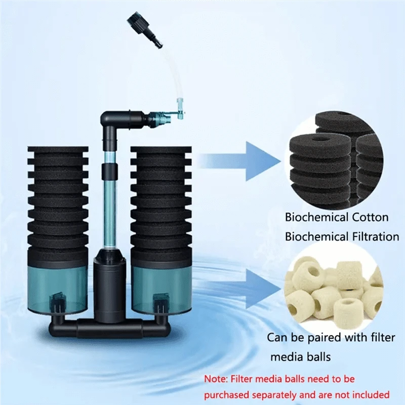 ABJN-USB Aquarium Filter With Electric Water Pump Air Pump Skimmer Biochemical Sponge For Fish Tank Bio Filter - Happy Tails