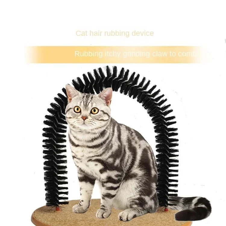 Cat Toy Arch Self Groome Pamper Feline with A Massage Grooming Rubbing Brush with Scratching Pad Toy for Cats Interactive ToysHappy TailsHappy Tails