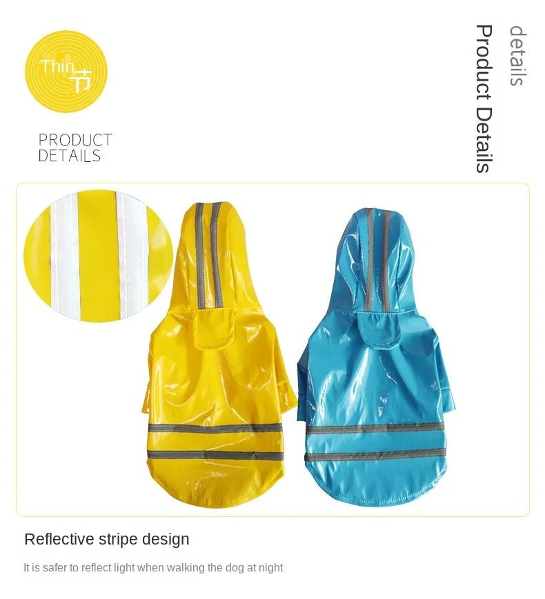 Dog Clothes, Waterproof Jackets, Hooded Raincoats with Reflective Strip, Outdoor Breathable Clothes for Puppies - Happy Tails
