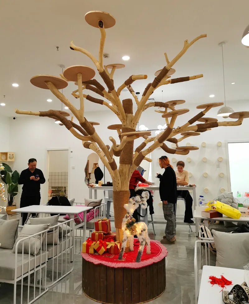 Cat Climbing Cat Nest Cat Tree Scratching Post Twine Solid Wood Pet Products Supplies Scratchers Furniture Multi-Level Plush - Happy Tails