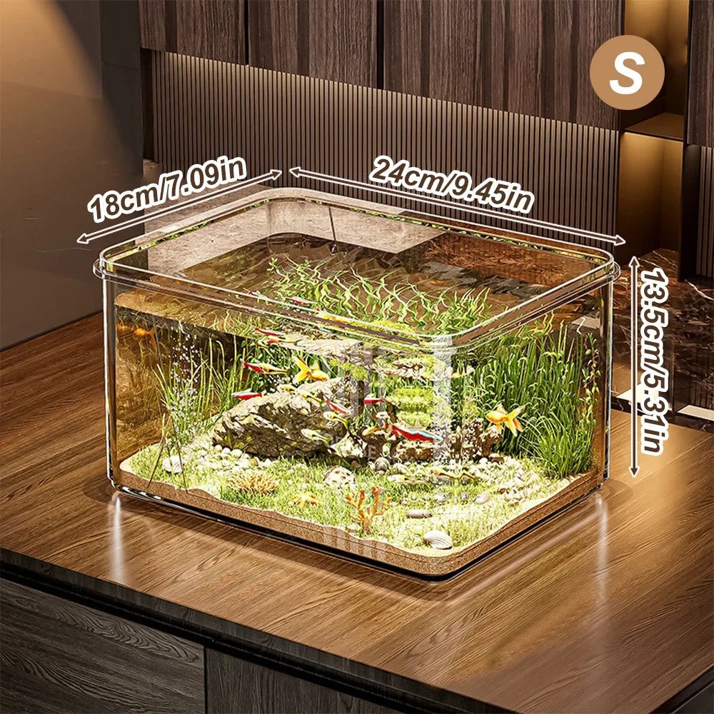 1 PC Transparent Aquarium Creative Desktop Fish Tank for Office Home Decor Rectangular(Bare Tank, No Scenery or Stones Included)Happy TailsHappy Tails