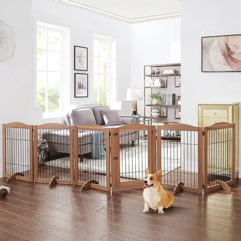 Wooden Pet Fence Dog Fence Freely Combinable Pet Isolation Door Indoor Foldable Dog Cage for Small and Medium Dogs Pet SuppliesHappy TailsHappy Tails