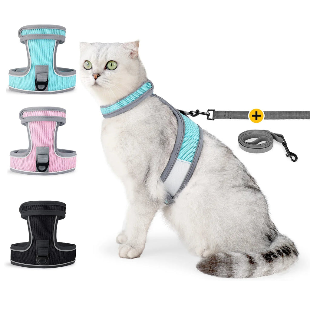 Cat Harness-Escape Proof Adjustable Cat Harness,Comfortable Soft,Walking Travel Kitten Harness for Small Medium Large Cats - Happy Tails