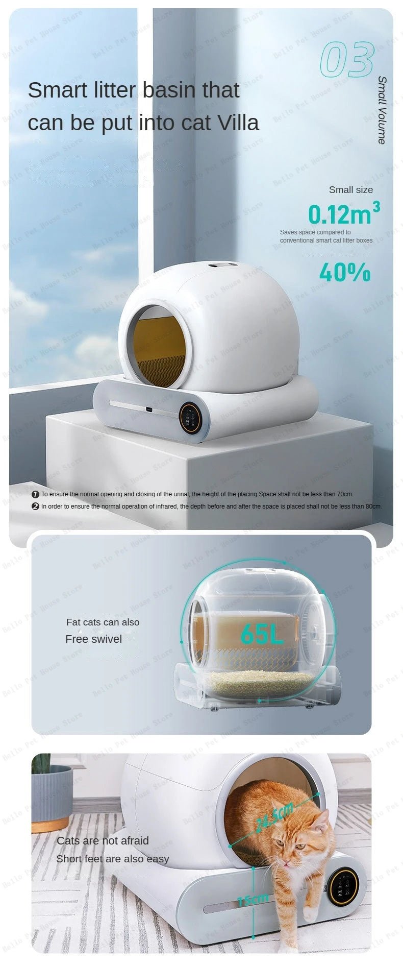 Fully Automatic Electric Large Cat Litter Box - Deodorizing & EnclosedHappy TailsHappy Tails