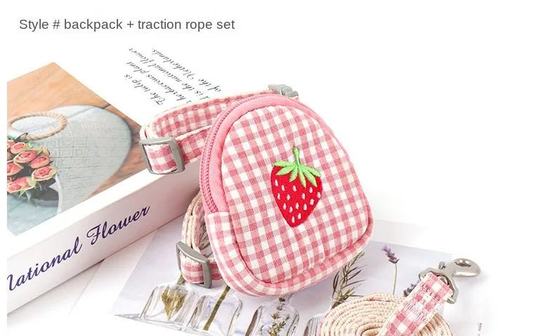 Cat Harness with Backpack Prevent Break Free Breathable Chest Strap Pet Traction Rope Set Teddy Mini Dog Walking Pet Supplies - Happy Tails