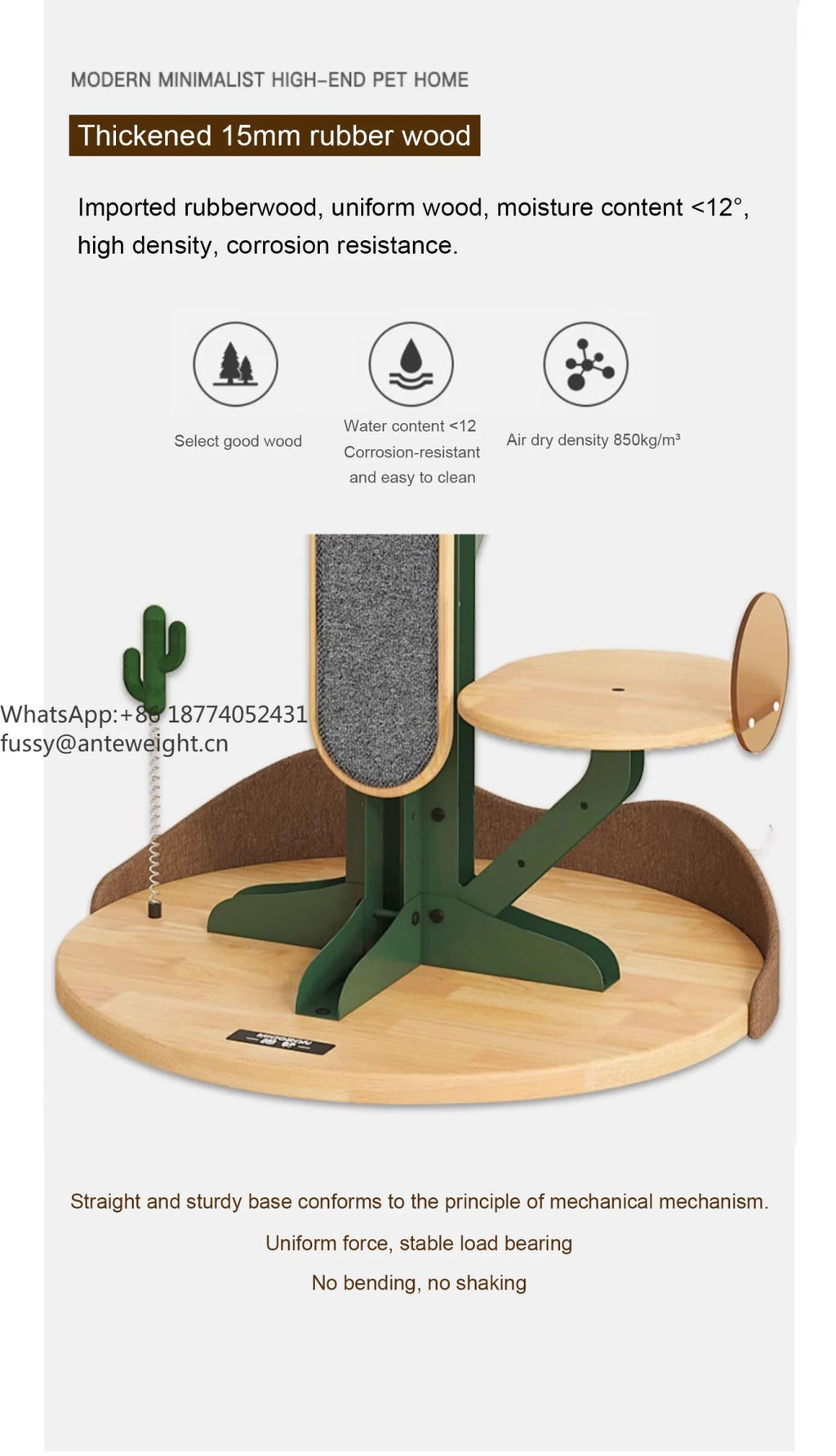 Cactus Shaped Cat Tree Tower Large Cat Condo with Scratching Board Carbon Steel Wood Climbing House for Indoor Cats - Happy Tails