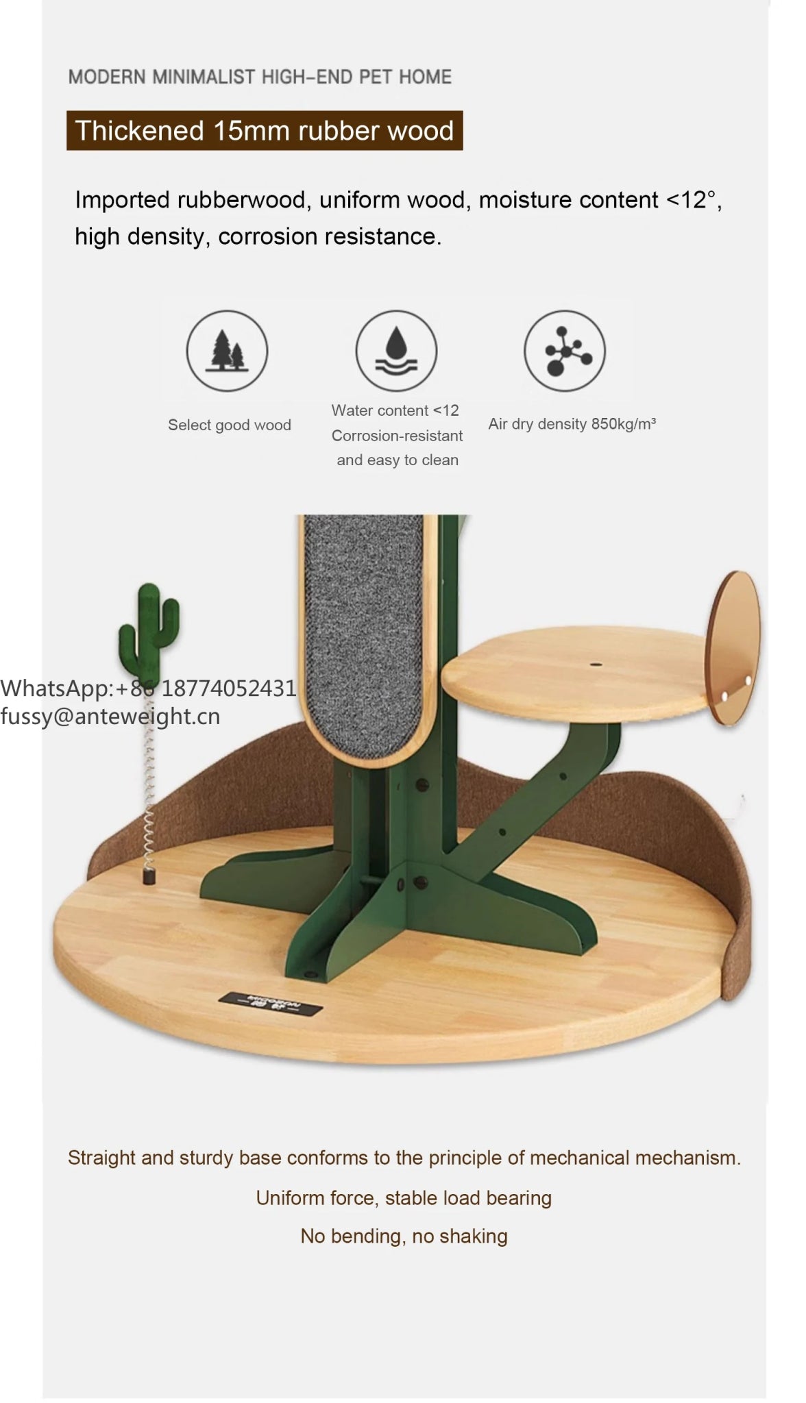 Cactus Shaped Cat Tree Tower Large Cat Condo with Scratching Board Carbon Steel Wood Climbing House for Indoor Cats - Happy Tails