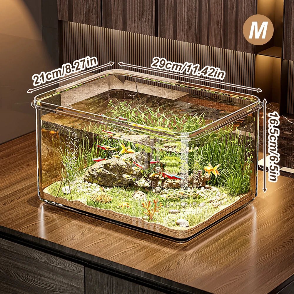 1 PC Transparent Aquarium Creative Desktop Fish Tank for Office Home Decor Rectangular(Bare Tank, No Scenery or Stones Included)Happy TailsHappy Tails