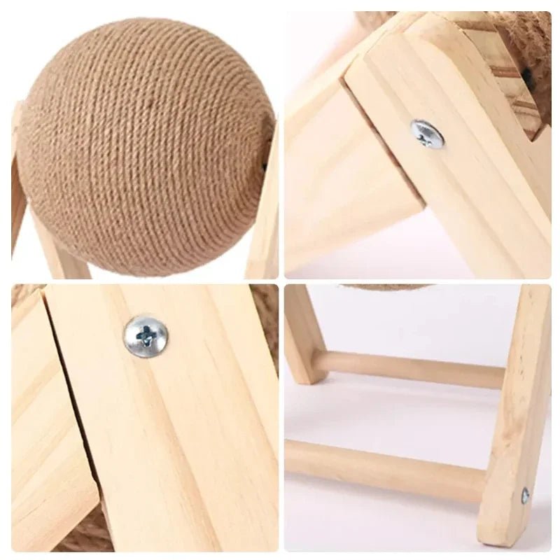 Cat Scratching Ball Wood Stand Pet Furniture Sisal Rope Ball Toys Kitten Climbing Scratcher Grinding Paws Scraper AccessoriesHappy TailsHappy Tails