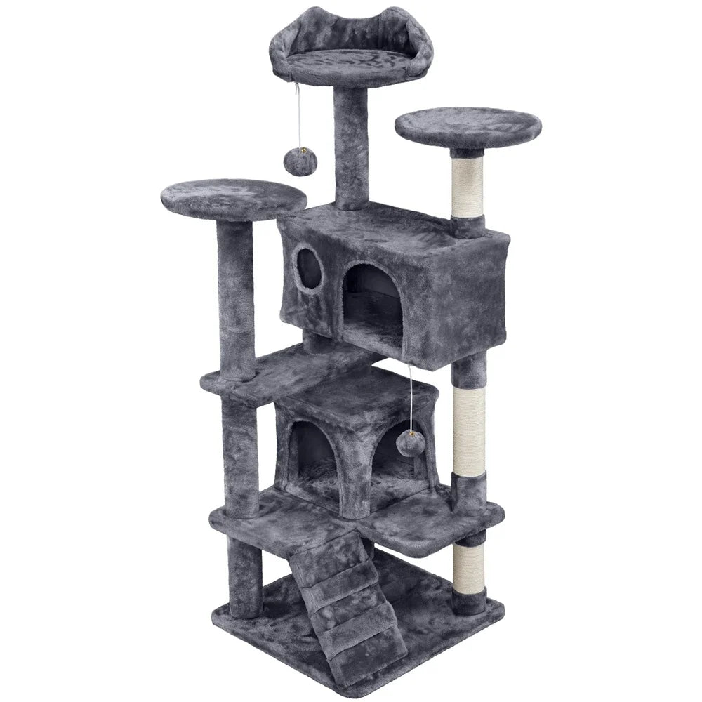 Large Cat Tree Tower with Top Perch and HammockHappy TailsHappy Tails