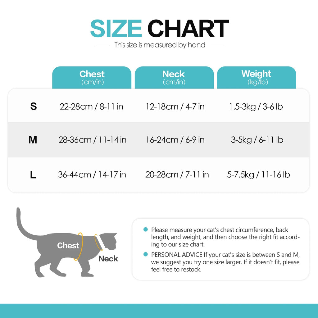 Cat Harness-Escape Proof Adjustable Cat Harness,Comfortable Soft,Walking Travel Kitten Harness for Small Medium Large Cats - Happy Tails