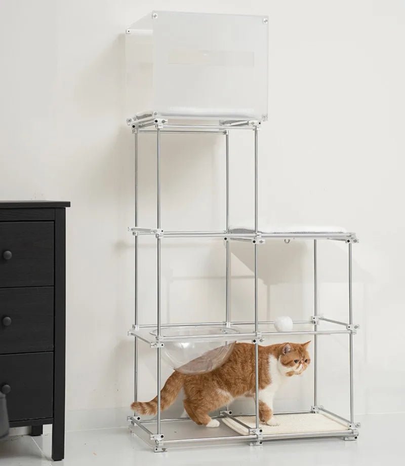 Multi Functional 4 Layers Trees Cat Climbing Frame Stable Acrylic Cat Nest House Cats Scratcher Board Sisal Pet Accessories - Happy Tails