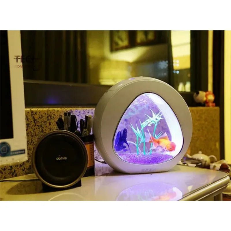 SUNSUN acrylic aquarium ecology fish tank office desktop creative aquarium integration filter LED light system YA - 02 big sizeHappy TailsHappy Tails