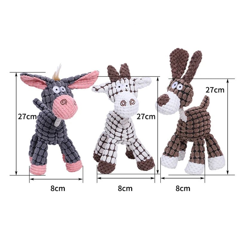 Donkey Dog Toys for Large Dogs Plush Stuffed Dog Toys for Aggressive Chewers Stuffed Dog Toys Durable Squeaky Puppy Chew Toys - Happy Tails