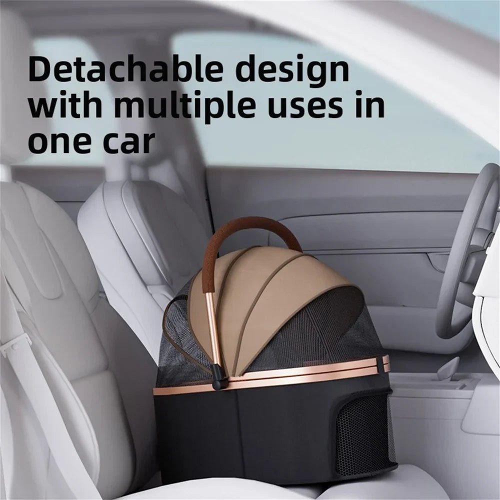 3 in 1 Detachable Pet Stroller for Dog Cat Foldable Travel Carrier up to 50lbs with Portable Carry Bag Storage BasketHappy TailsHappy Tails