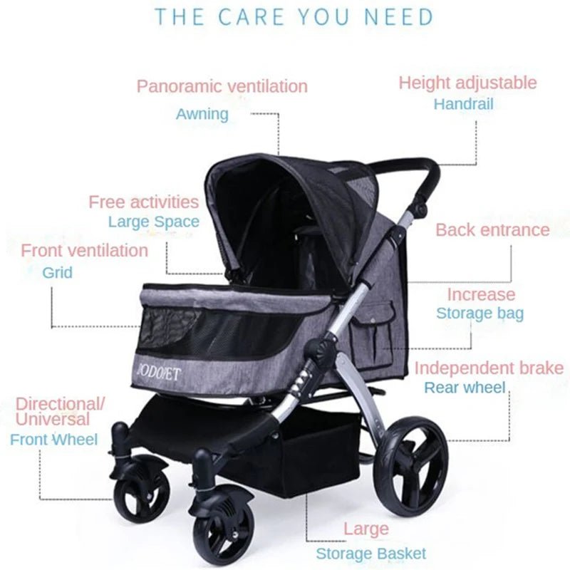 Foldable Dog Strollers 35KG Medium Luxury Dog Strollers Designer Cute Travel Outdoors Dogs Stroller Cheap Portable Pet SuppliesHappy TailsHappy Tails