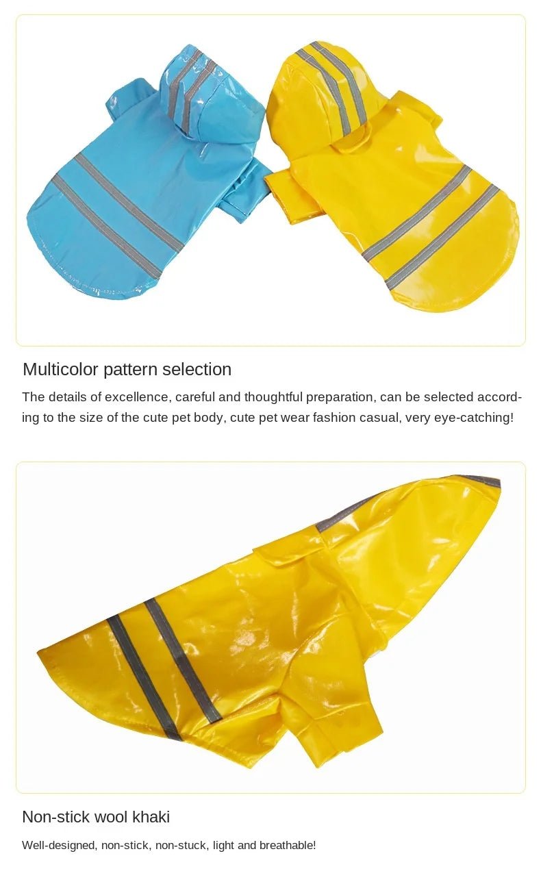 Dog Clothes, Waterproof Jackets, Hooded Raincoats with Reflective Strip, Outdoor Breathable Clothes for Puppies - Happy Tails