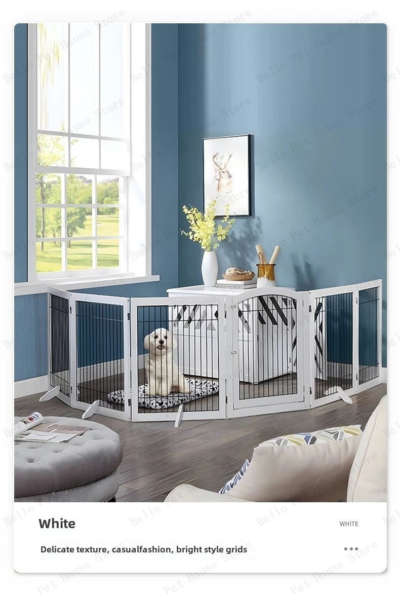 Wooden Pet Fence Dog Fence Freely Combinable Pet Isolation Door Indoor Foldable Dog Cage for Small and Medium Dogs Pet SuppliesHappy TailsHappy Tails
