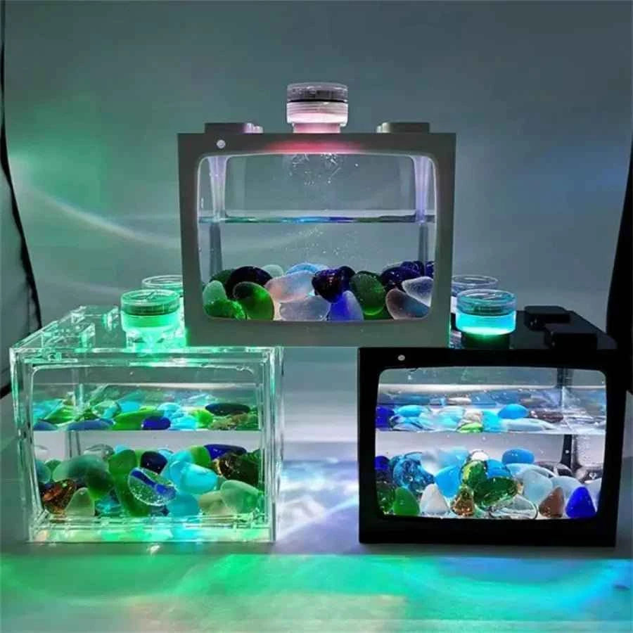 Creative Combinable Ecological Small Fish Tank Mini Aquarium Betta Fishbowl Ant Box Crawler Box DIY Aquarium Landscaping - Happy Tails