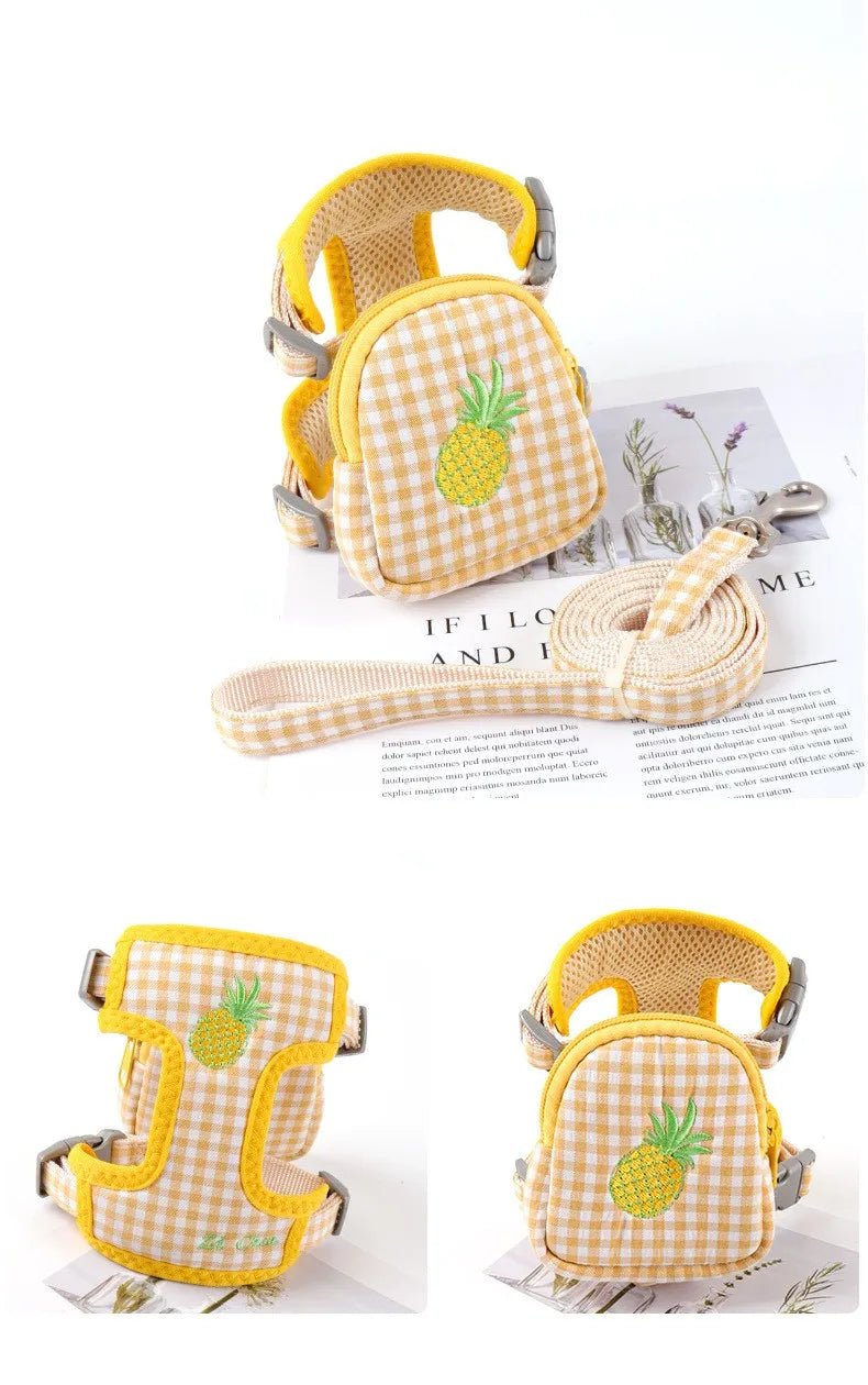 Cat Harness with Backpack Prevent Break Free Breathable Chest Strap Pet Traction Rope Set Teddy Mini Dog Walking Pet Supplies - Happy Tails