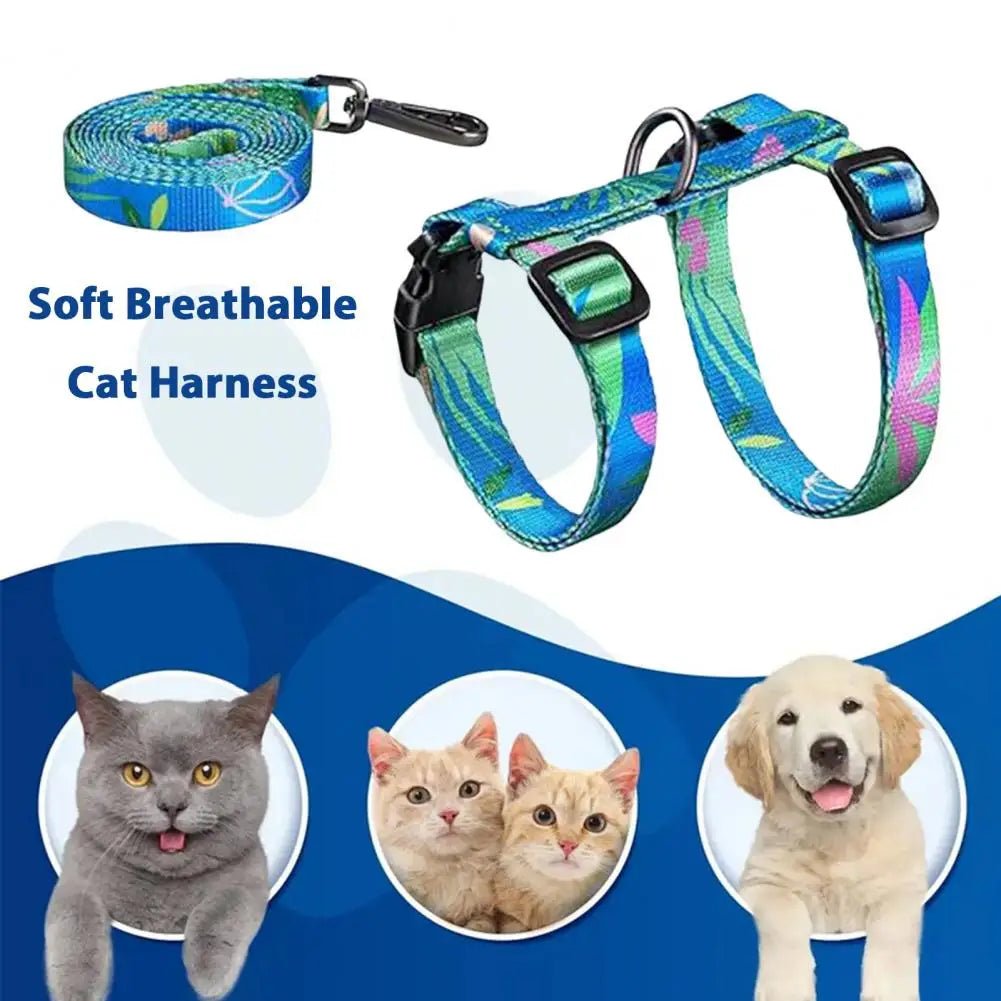 Cat Harness And Leash Set,Escape Proof, Adjustable Kitten Harness,Walking Travel Traction Rope,for Small Medium Large Cats - Happy Tails