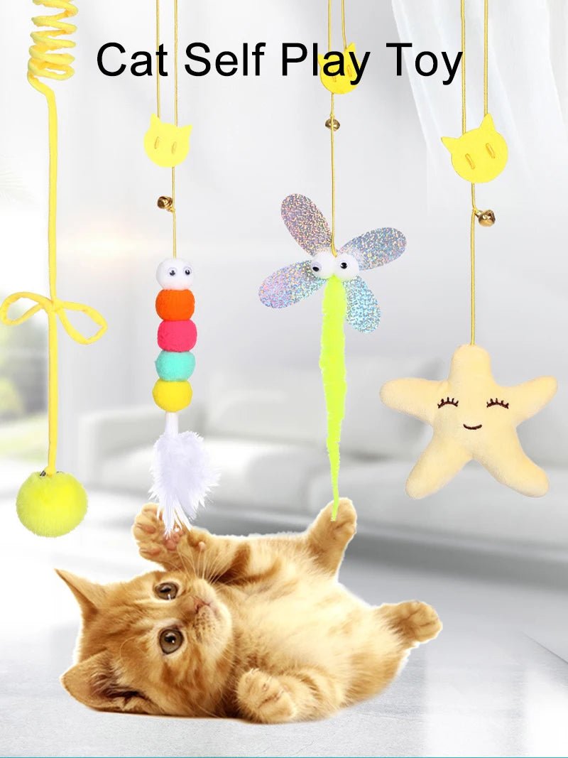 Simulation Cat Toy Cat Scratching Rope Feather Funny Kitten Playing Game Interactive Toy Retractable Hanging Door Pet Supplies - Happy Tails