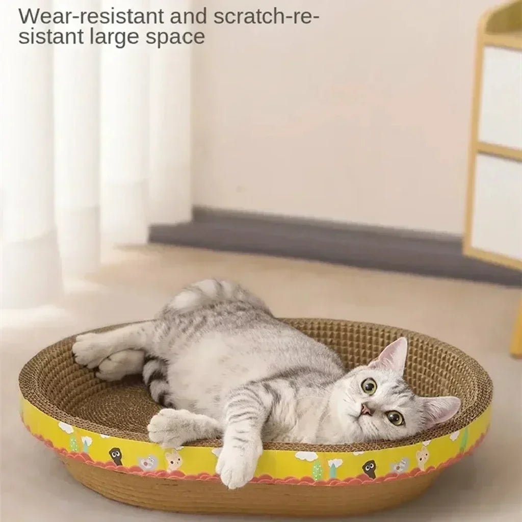 Cat Scratching Board Protect Furniture Grinding Claw Toys Oval Corrugated Paper Wear - resistant Cat Nest Cat AccessoriesHappy TailsHappy Tails