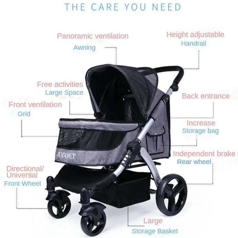 Foldable Dog Strollers 35KG Medium Luxury Dog Strollers Designer Cute Travel Outdoors Dogs Stroller Cheap Portable Pet SuppliesHappy TailsHappy Tails