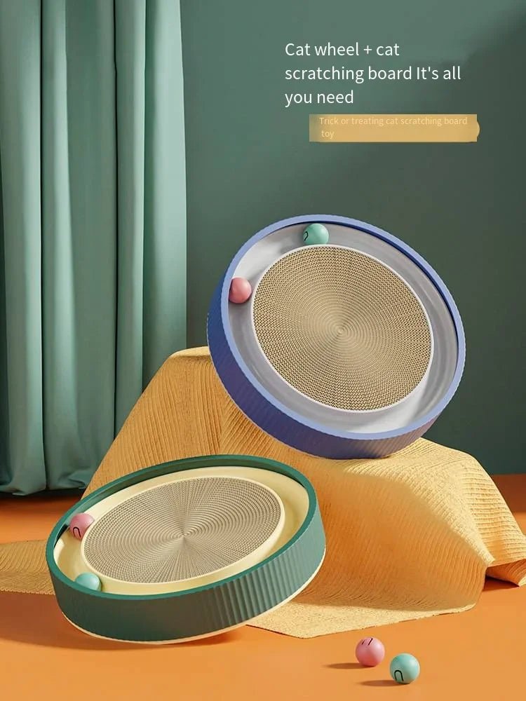 Round Cat Scratching Board Anti Cat Scratcher with Ball Pet Cat Toys Funny Sharpen Nails Scraper Can Replace Nest For CatsHappy TailsHappy Tails