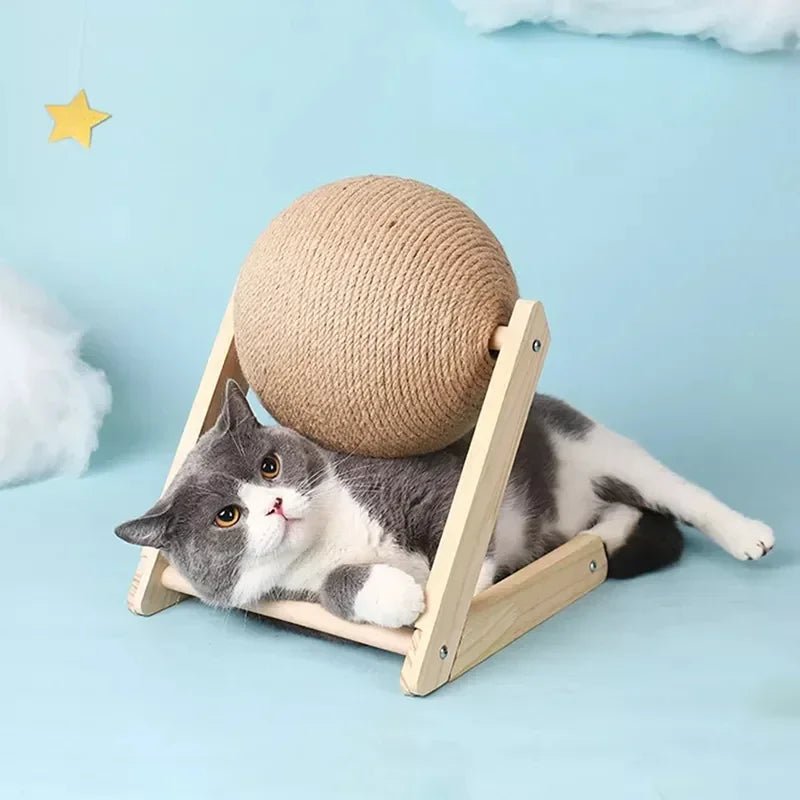 Cat Scratching Ball Wood Stand Pet Furniture Sisal Rope Ball Toys Kitten Climbing Scratcher Grinding Paws Scraper AccessoriesHappy TailsHappy Tails