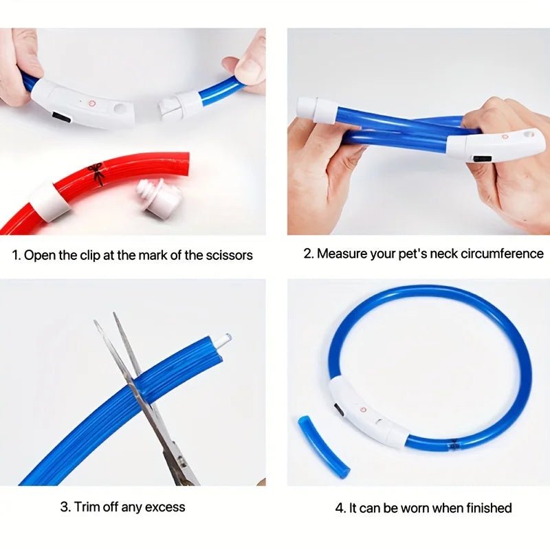 Pet Dog LED Light Collar Luminous Anti - Lost Dog Collar USB Rechargeable Dog Necklace CollarHappy TailsHappy Tails