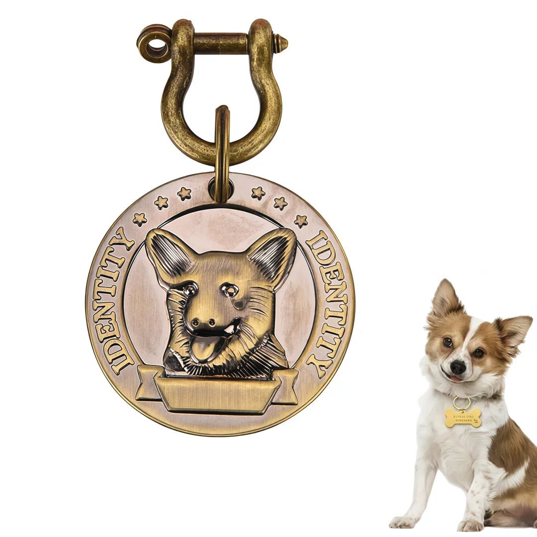 VIP Customizable Engraved Pets ID Tag for Dog Cat Bronze Nameplate Tags Personalized Address Number Dogs Collar ID PendantHappy TailsHappy Tails
