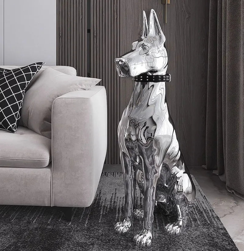 Dog Sculptures Statue Large Luxury Creative Figurines Modern Nordic Figurine Living Room Sculpture Sofa Beside Home DecorationHappy TailsHappy Tails