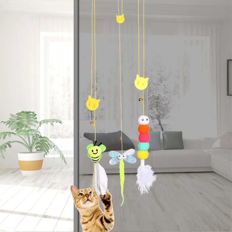 Simulation Cat Toy Cat Scratching Rope Feather Funny Kitten Playing Game Interactive Toy Retractable Hanging Door Pet Supplies - Happy Tails