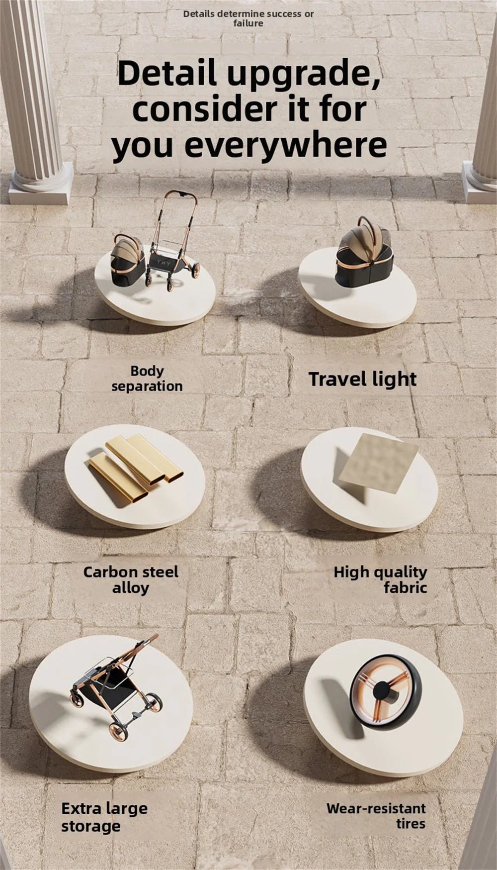 3 in 1 Detachable Pet Stroller for Dog Cat Foldable Travel Carrier up to 50lbs with Portable Carry Bag Storage BasketHappy TailsHappy Tails